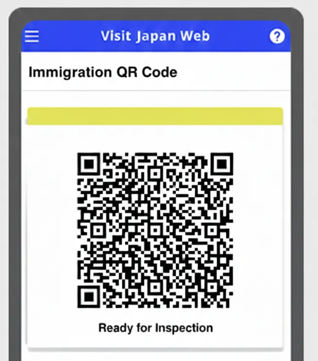 QR Code ด่านตรวจคนเข้าเมืองแบบดิจิทัลที่แสดงบนหน้าจอมือถือในระบบ Visit Japan Web