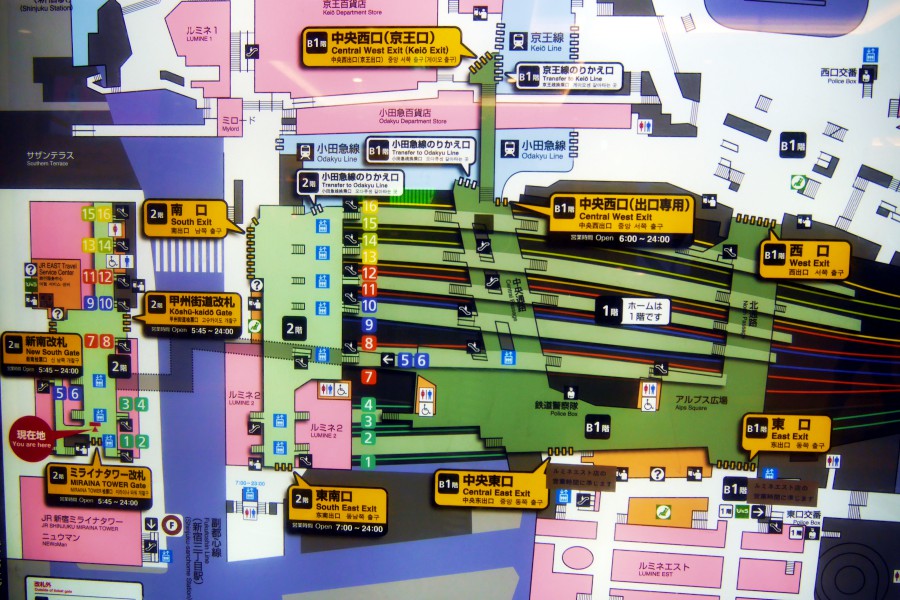 新宿車站-新宿站-轉乘-平面圖-地圖